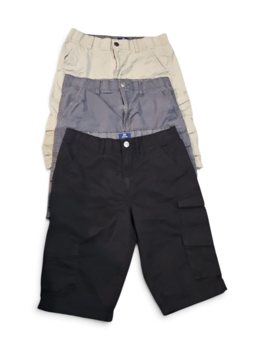 Bundle George Men's Size 32 Cargo Shorts 3 Pair Black, Gray, Khaki 14" Inseam